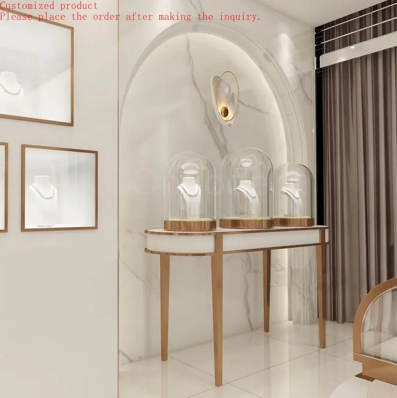 

Custom.Deluxe Customizable 3D Design Dustproof LED Lighted Glass Jewelry Display Case Premium Necklace Showcase Service