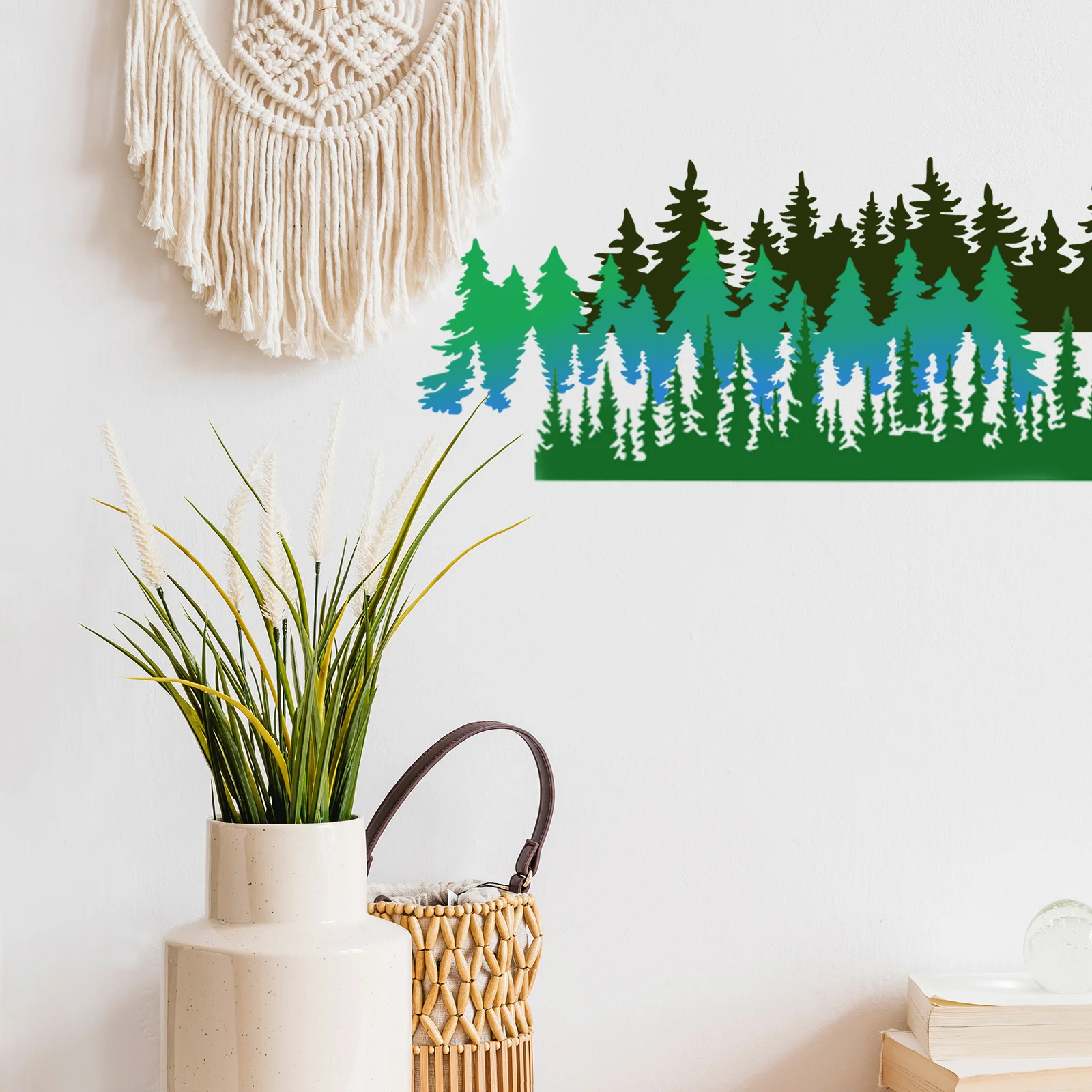 10 قطعة استنسل للرسم على قوالب تصميم شجرة الخشب قابلة لإعادة الاستخدام عطلة جدار الفن الحرفية رسم الإستنسل لديكور الأثاث