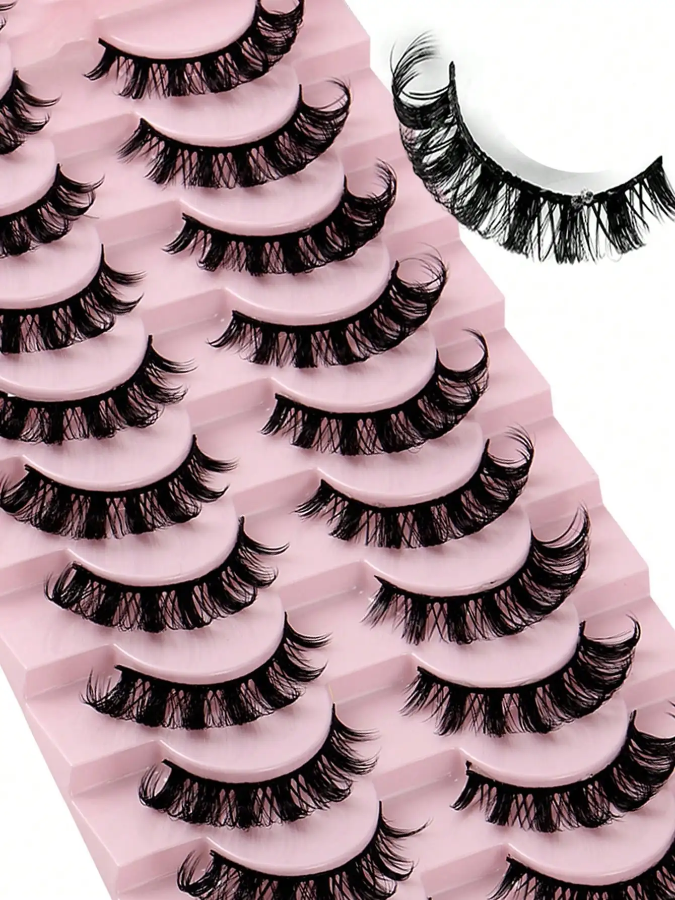 Russische Wimpern 10 Paare D-Curl Faux-Nerz-Wimpern Natürliche Flauschige Dichte 3D Lange Wimpernverlängerung – Detail 3