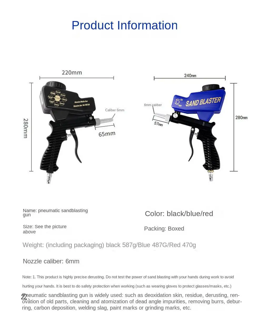 Adjustable Blasting Machine Gravity Sandblasting Gun Pneumatic Sandblasting Set Rust Blasting Device Pneumatic Blasting Gun Set