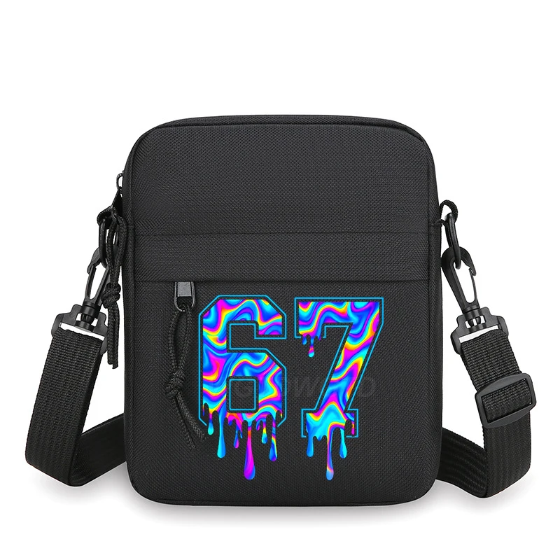 Punk Six Seven Kids Small Crossbody Bag Fashion 67 Meme Six Seven Trend Zipper Mini Mobile Phone Bags Men Women Shoulder Bag