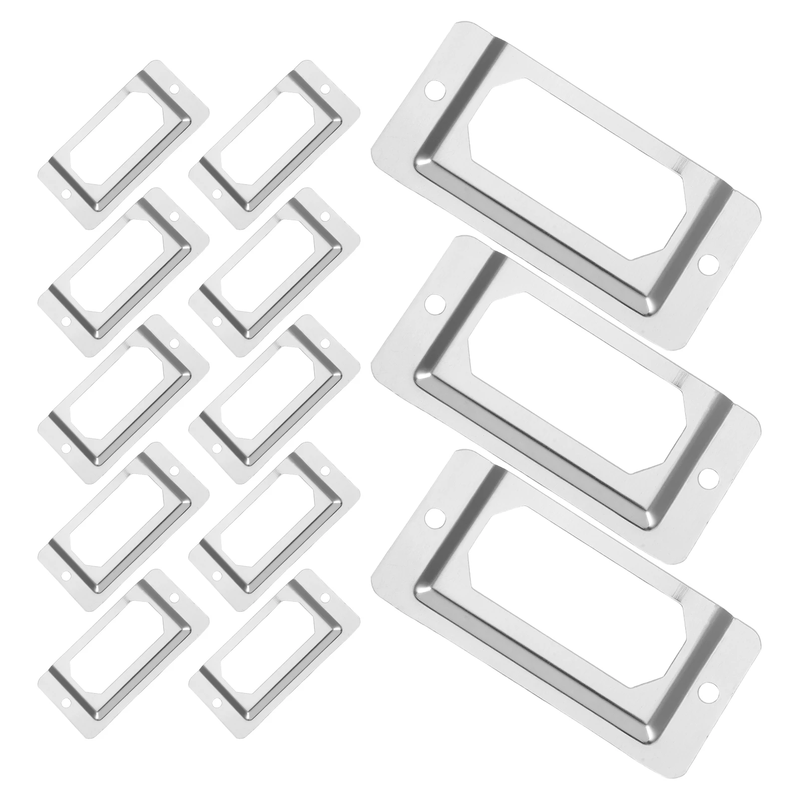 

50Pcs Vintage Metal Labels Frames Stainless Steel Tag Holders for Cabinets Drawers Libraries Decorative Organization