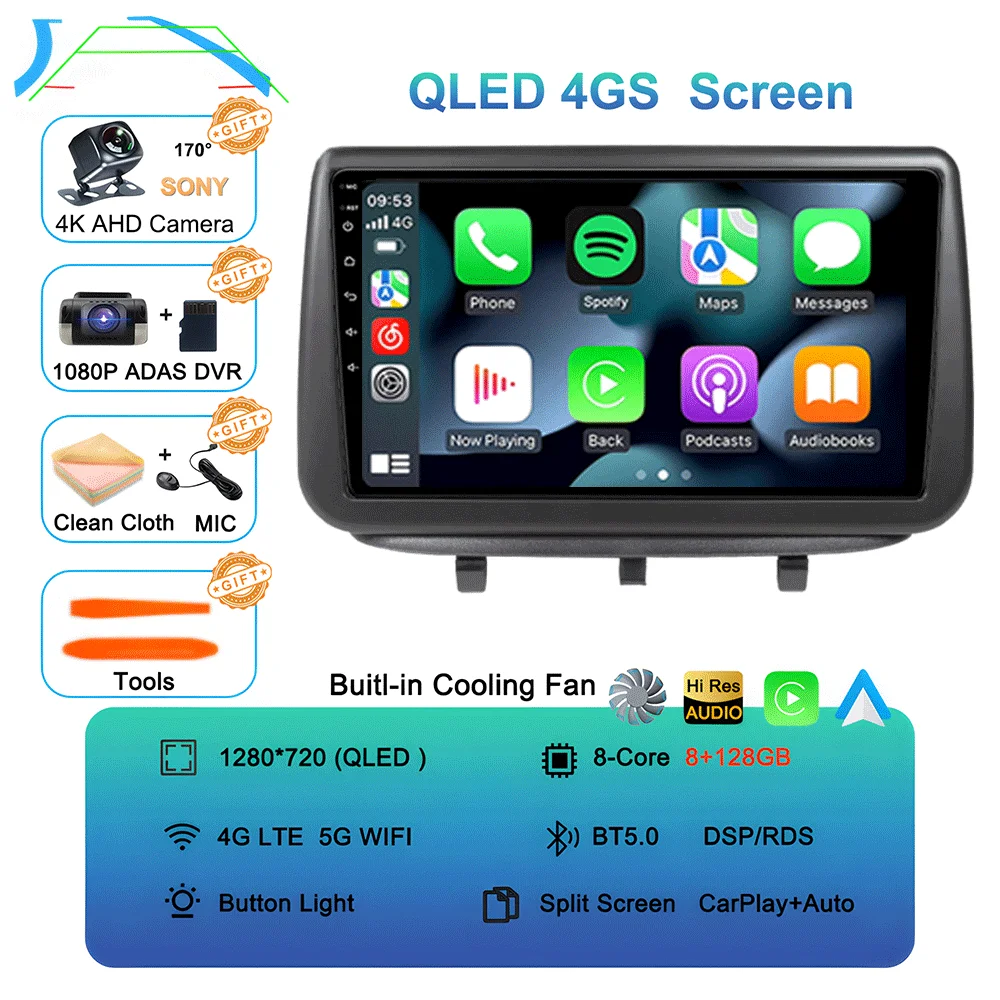 Auto radio multimediaspeler GPS CarPlay Auto 4G WIFI stereo head unit DSP voor Opel Meriva B 2009 - 2014 2K QLED Android 16
