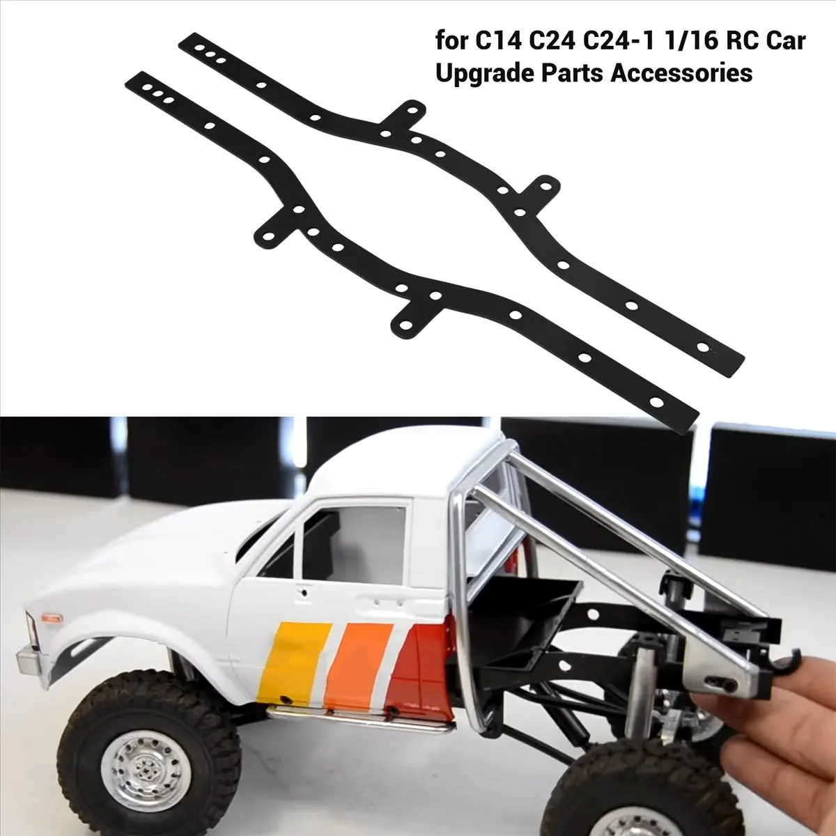 【CYBER MONDAY】2Pcs Metal Chassis Beam Girder Side Frame Chassis for C14 C24 C24-1 1/16 RC Car Upgrade Parts Accessories