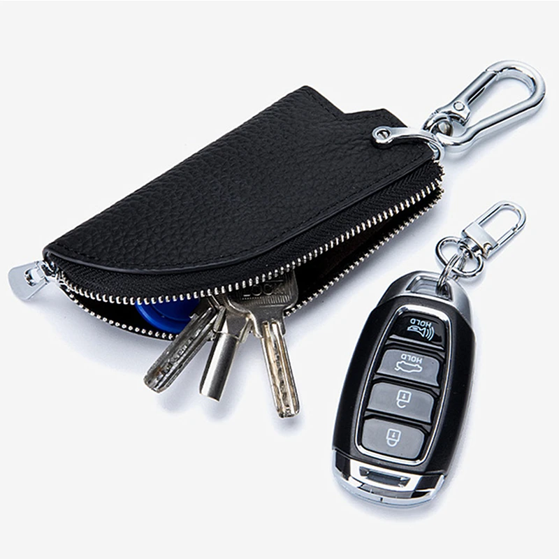 Étui à clés en cuir à fermeture éclair pour hommes, monté à la taille, couverture de clé de voiture, porte-clés domestique multifonctionnel, mini porte-clés portable, nouveau