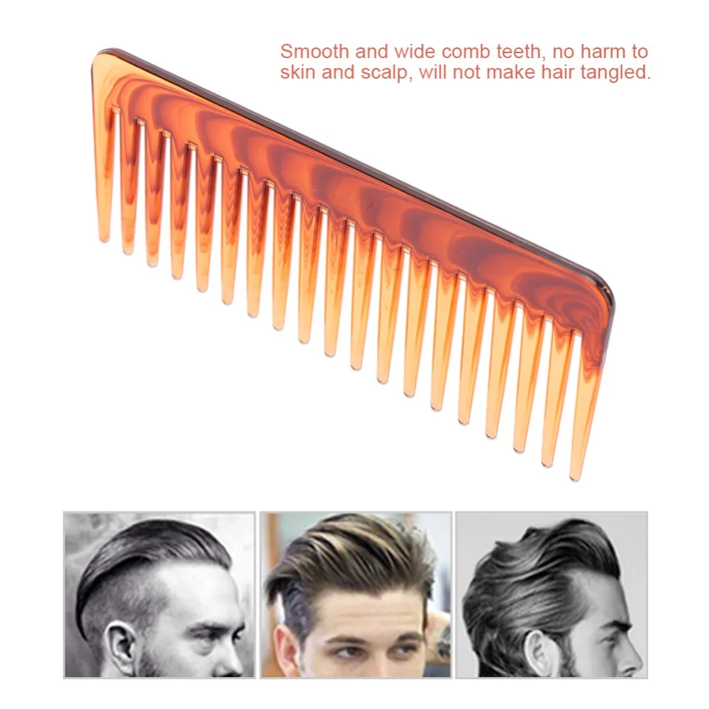 3PCS Portable Large Size Wide Tooth Comb Retro Style No Handle Detangling Comb Amber Hair Styling Comb For Dry Hair