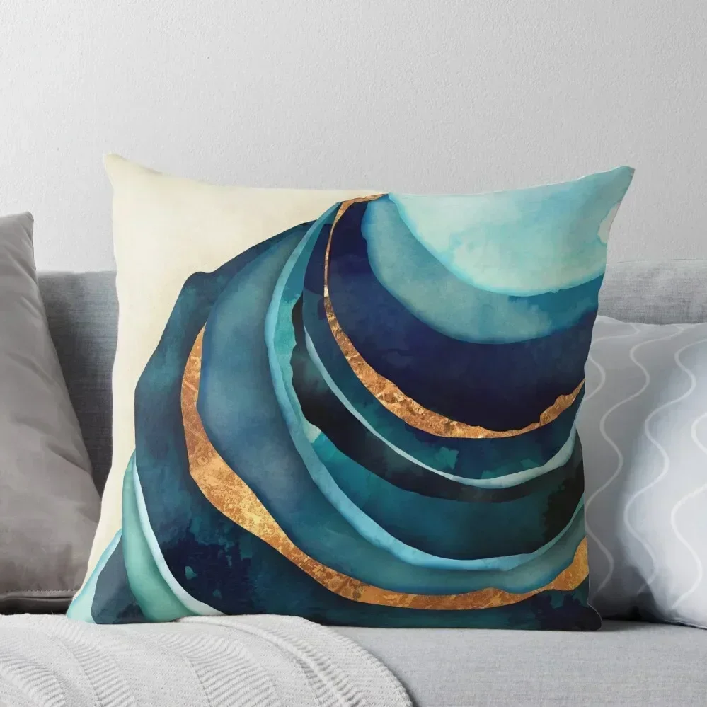 

Abstract Blue with Gold Throw Pillow Anime christmas supplies Pillow Covers Decorative pillow