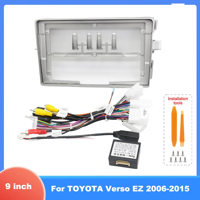 2009-2018 9 inch Car Radio Fascia Frame For Toyota Verso R20 2DIN Stereo Panel Wiring Harness Power Cord Cable Adapter Canbus