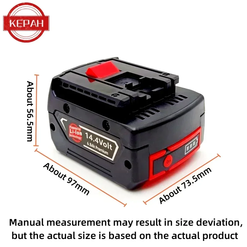 14.4V 6.8Ah Lithium ion battery   rechargeable for electric drills GBH GDR GSR 1080 DDS180 BAT614G BAT607 BAT607G