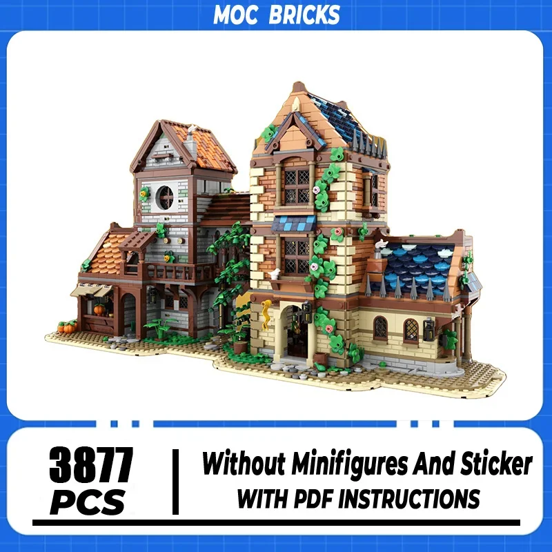 Moc Building Block Medieval Street Store Model Technology Brick DIY Assembly Modular Urban Street View Toy For