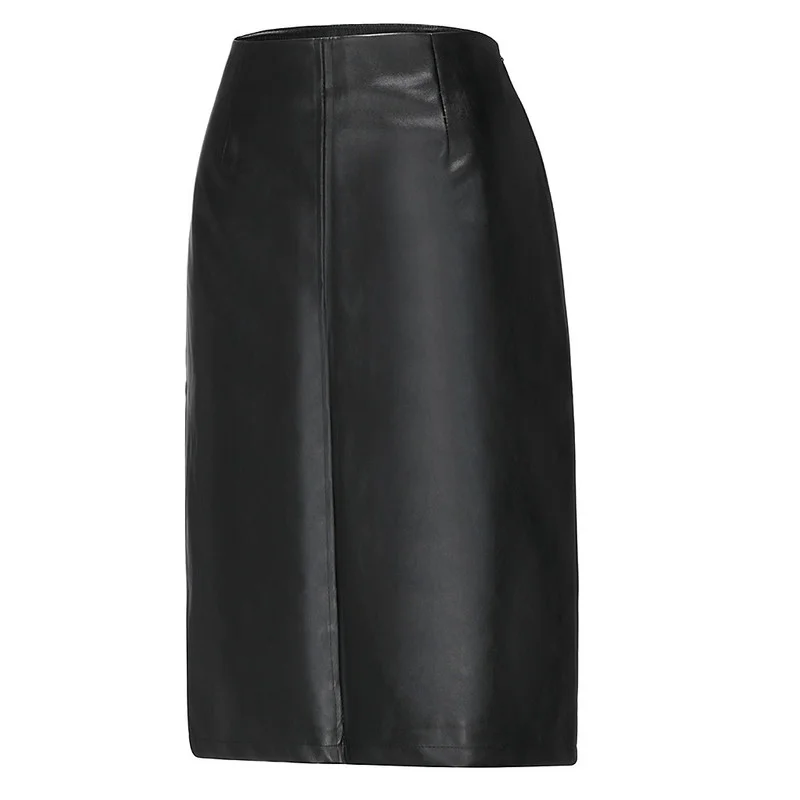  New Ladies Black Leather Sexy Skirt Plus Large PU Bag Hip Skirt High Waist Office Leather Split Skirt Women