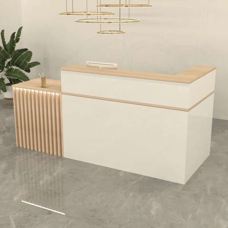 Table Auxiliary Wheel Modern Reception Counter Hairdressing Furniture White Desk Aesthetic Bureau Exhibitor Empfangstheke