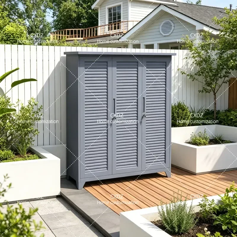 Outdoor Garden Tool Storage Cabinet Waterproof Sunscreen Fishing Tackle Box Yard Cleaning Mop Holder Housekeeping Organizer