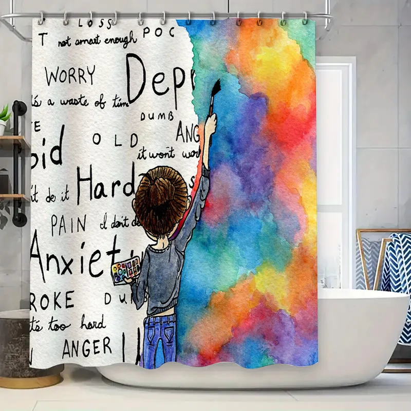 Ocean Wave Shower Curtain Blue Coastal Beach Seascapes Waterproof Bathroom Decor Nature Landscape Scenic Art Home Textile Décor
