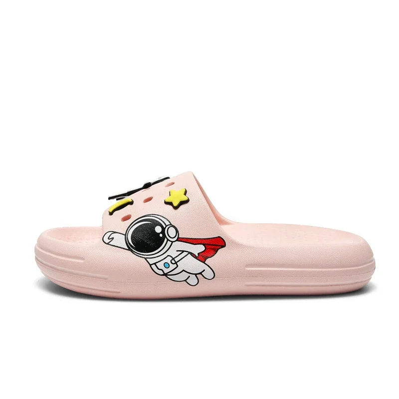 Pantoufles d\'astronautes de dessin animé pour enfants, chaussures d\'eau plates décontractées pour garçons et filles, tongs d\'intérieur douces et