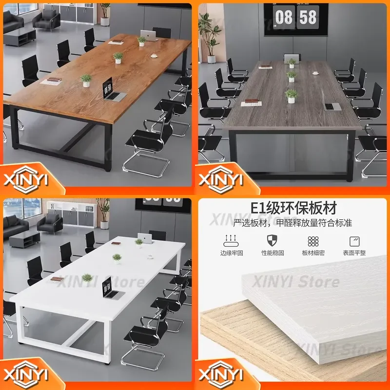 Solid Wood Conference Table for Office Meeting Room Desk Modern Large Workbench Long Table and Chair Set for Business