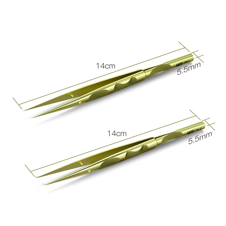 MaAnt Titanium Alloy Tweezers Gold Non-magnetic Waterproof Super Hard Mobile Phone Repair Jump Wire Precision Forceps