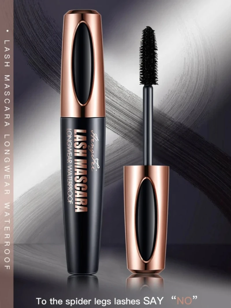 Extension 4D Pure Silk Fiber Lash มาสคาร่าแต่งหน้ากันน้ํา Ultra Black Volume และความยาวหนา lash Extension แต่งหน้าขนตา
