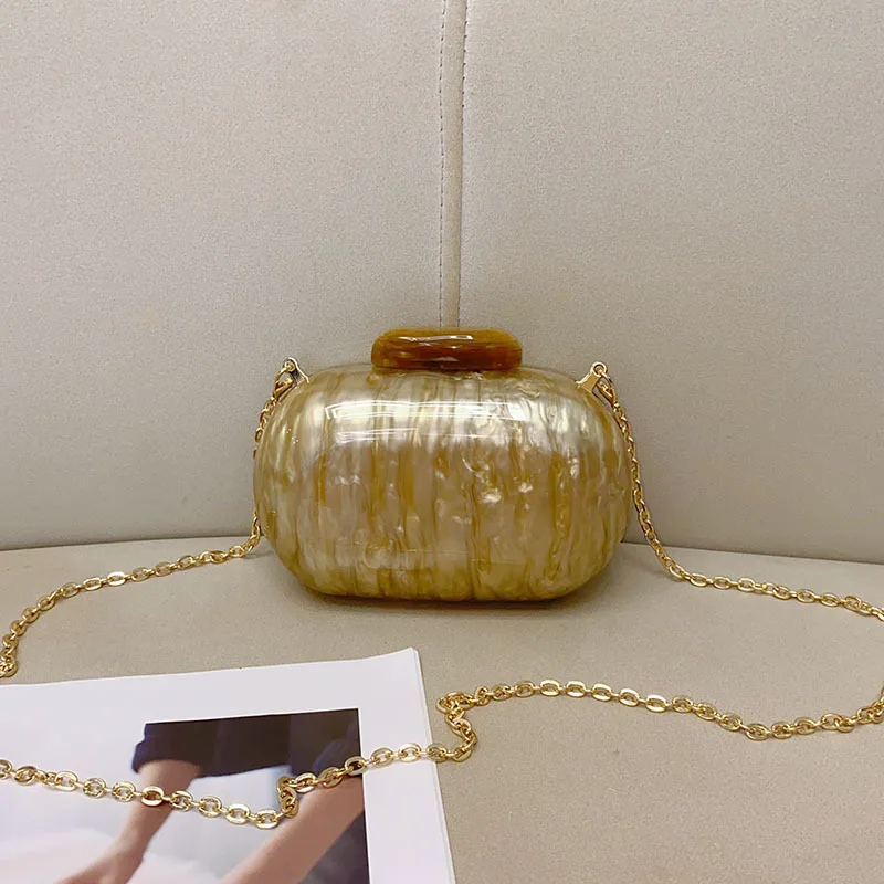 Luxury Handbags For Women Marble Beige Acrylic Box Clutches Evening Bags Summer lady Vintage Fashionable Crossbody Female Purse view 2