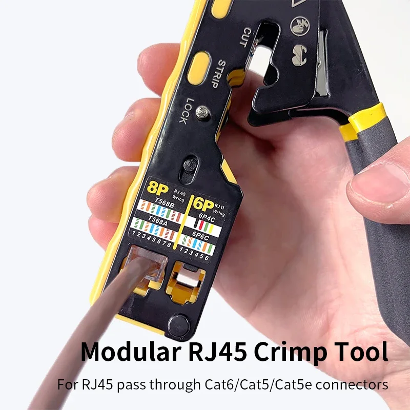 Network Ethernet Crimper Pliers RJ45 Crimping Tool Set Kit for Cat6 Cat5 Cat5e Connectors RJ12 Pass Through Cable Wire stripper