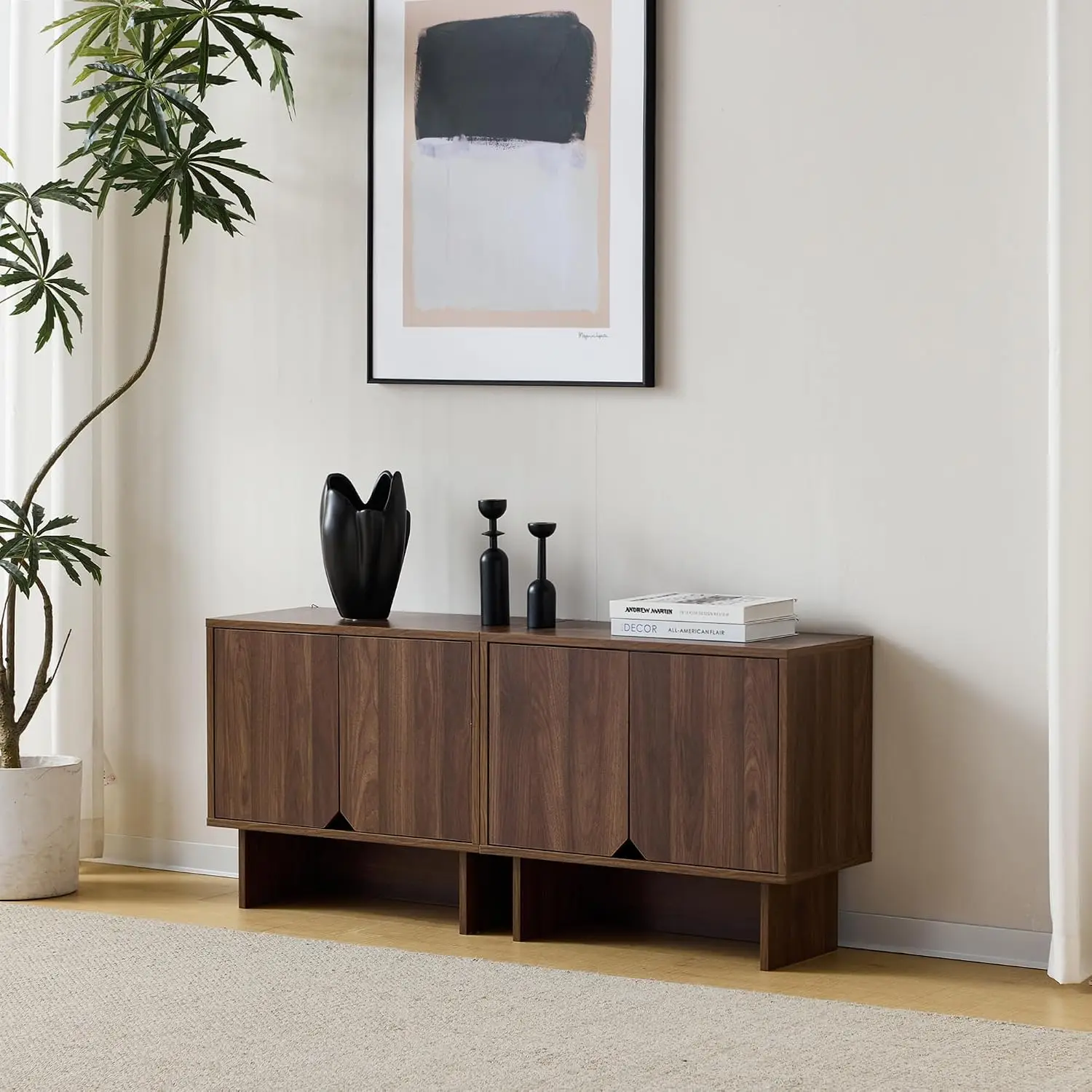 Lab Cosi Modular Buffet Cabinet Walnut Sideboard Adjustable Shelves, Customized
