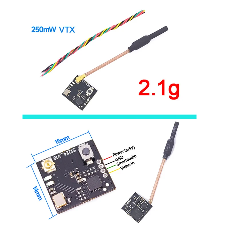 5.8G 48CH 250mW Mini VTX moc regulowany nadajnik FPV 25mW/100mW/250mW przełączany dla RC Drone Multirotor DIY część