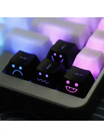 2025 New Cute Emo Keycap Set WASD Arrow Broadside Lighting Key Cap for Mechanical Keyboard Compatible with MX Switch