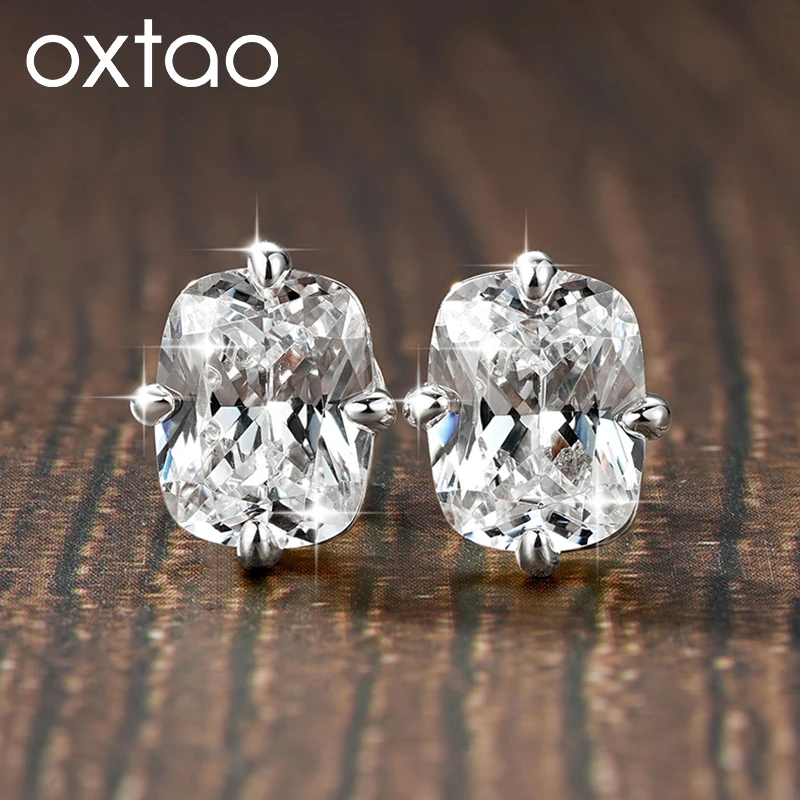 

OXTAO 7x9mm Solitaire Earrings for Women Men CZ Lab Imitation Diamond Statement Versatile Wedding Jewelry 14K Gold Filled Ear