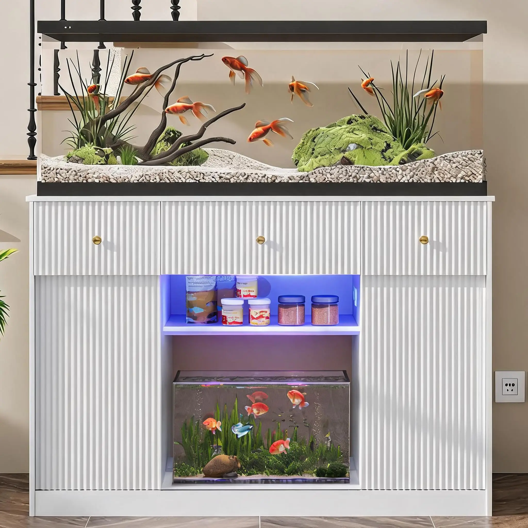 55-75 Gallon Fish Tank Stand, Aquarium Stand with Power Outlet