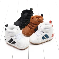 Baby Winter and Autumn Toddler Infant First Walking Shoes Ankle-covered TPR Sole Anti-slip Soft PU 2023 New Arrival 11cm12cm13cm