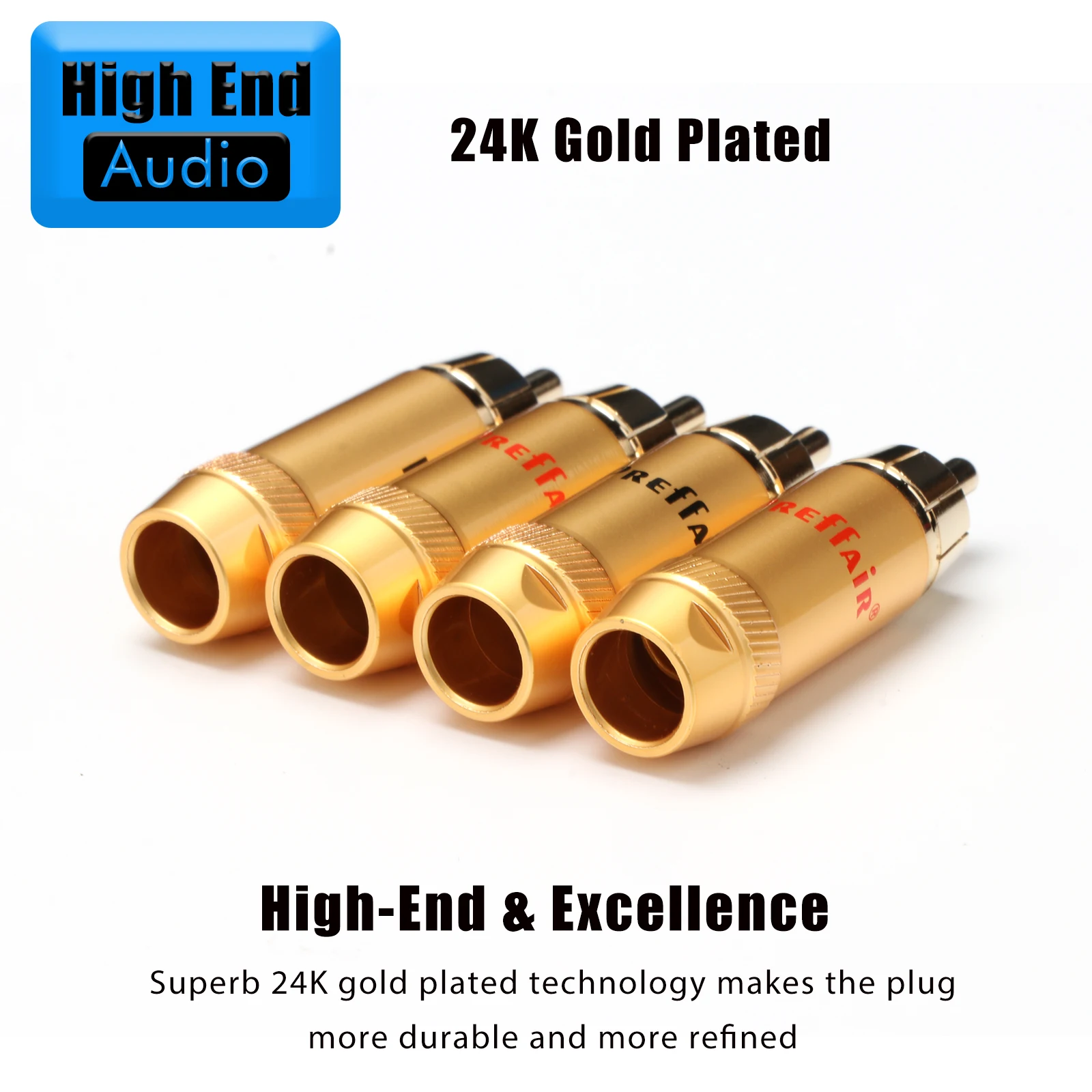 Preffair 4pcs rca plug pure copper gold-plated lotus DIY welding plug hifi stereo video signal cable DVD audio plug