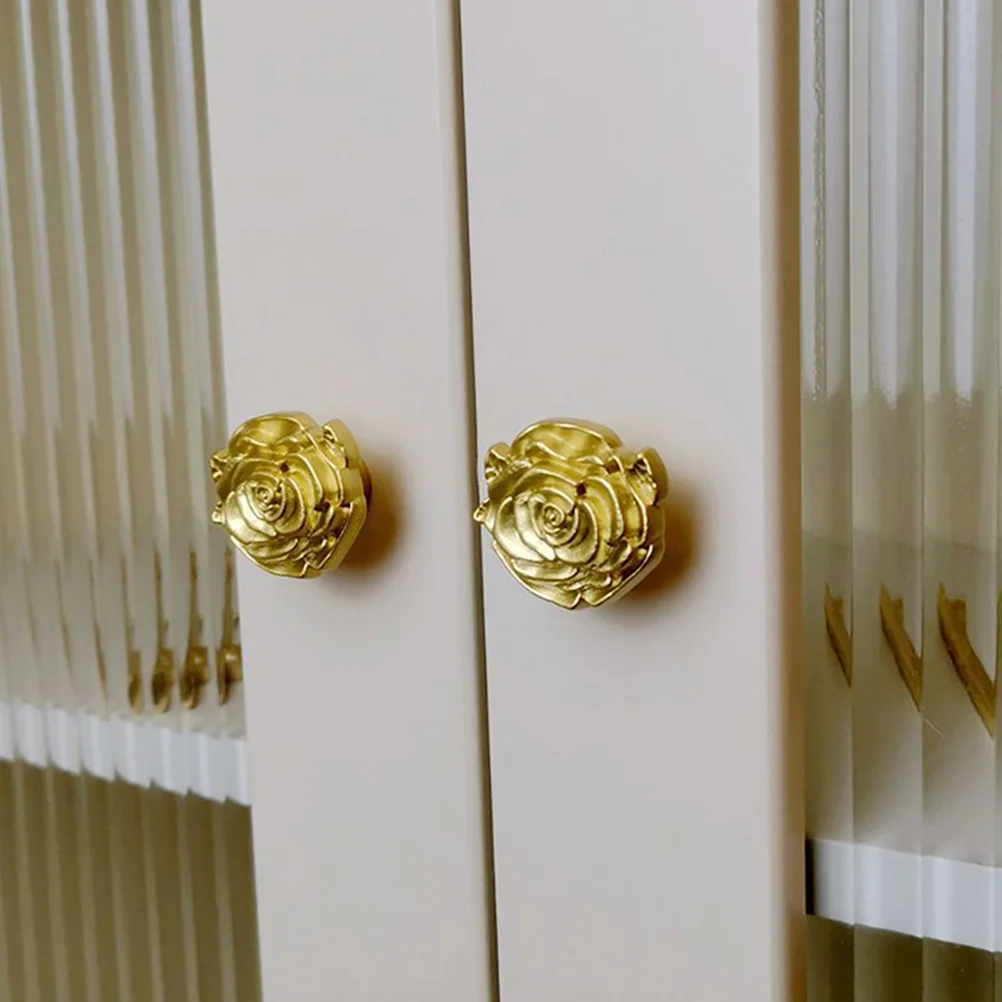 

Rose Flower Cabinet Knob Metal Brass Vintage Style Drawer Door Handle Decorative Furniture Pull for Closet Dresser Drawer Knobs