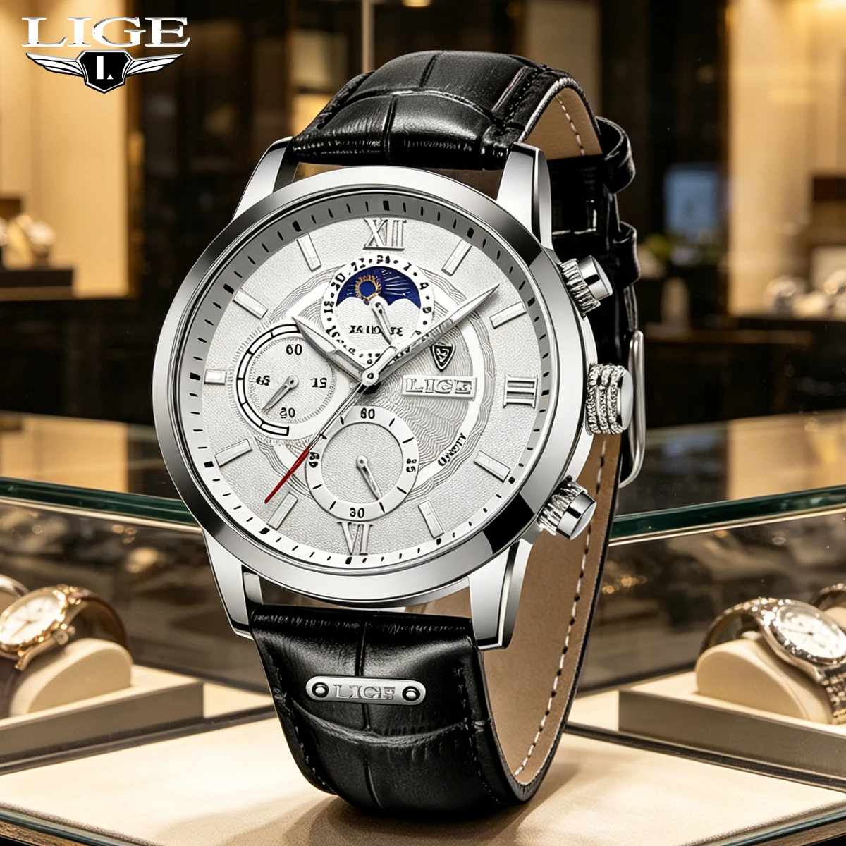 

LIGE Top Brand Luxury Men WristWatch For Men Leather Quartz Watch Men's Watches Sports Waterproof Male Clock Relogio Masculino