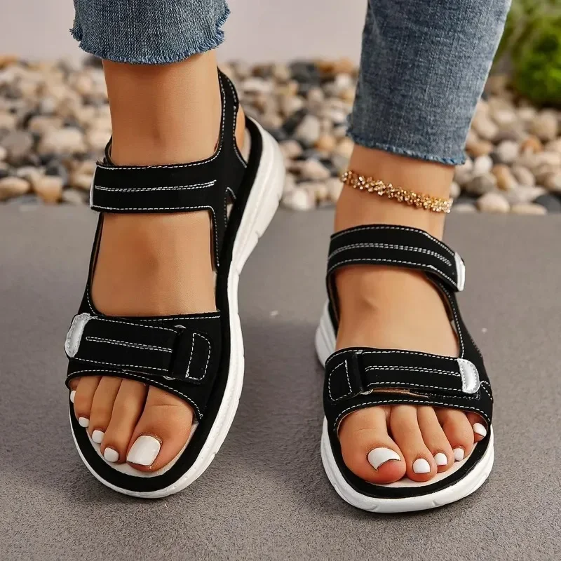 New Elegant Women Leather Sandals Women's Sport Style Lightweight Plus Size Slippers Women Sandals Plus Size 36-43