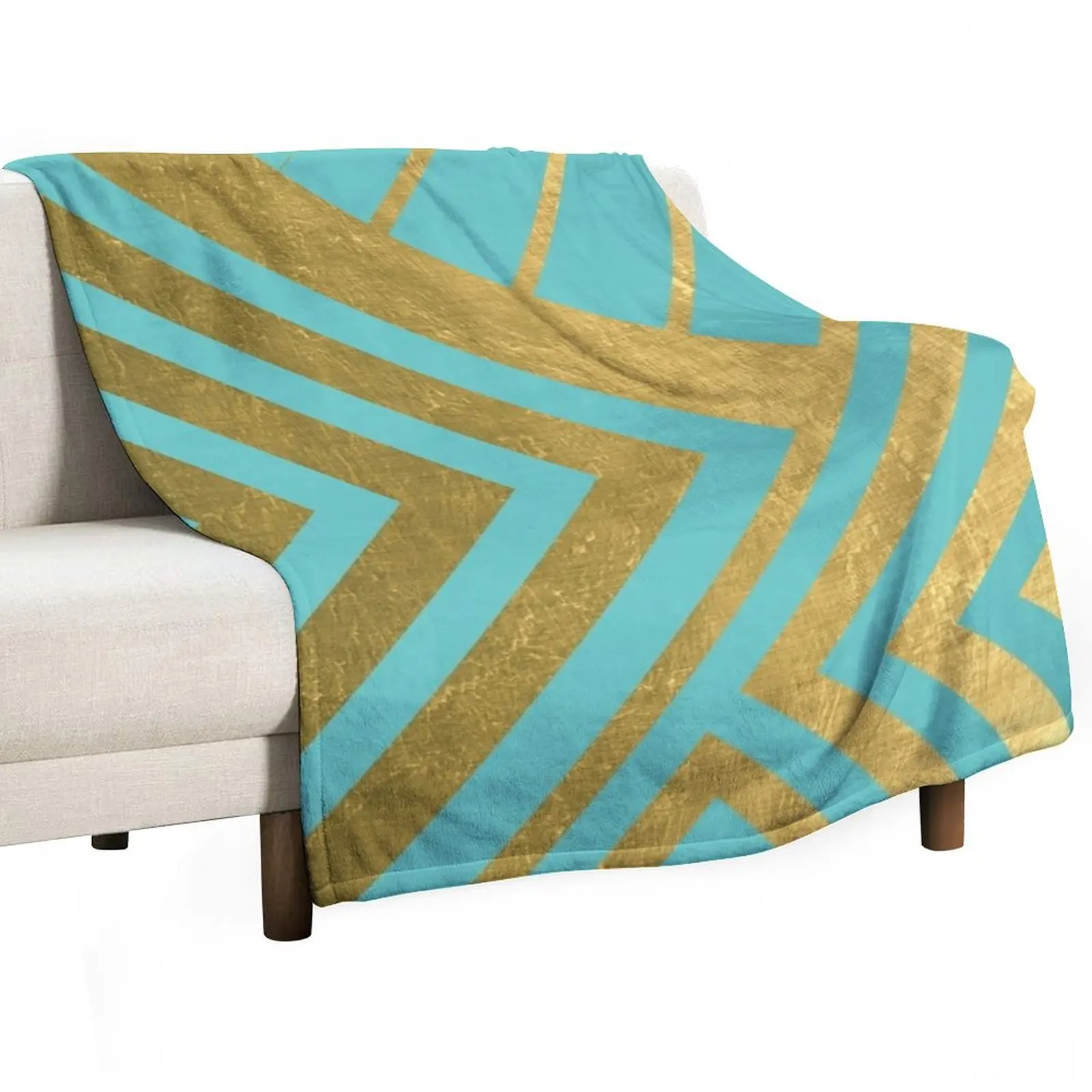 

Turquoise and Gold Geometric Luxe Throw Blanket Tourist For Baby Beautifuls cosplay anime Blankets
