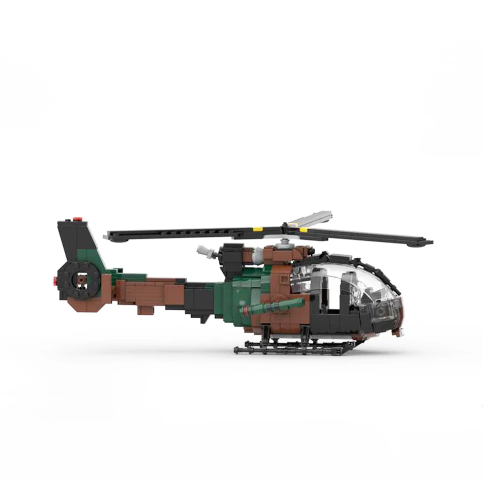 MOC Modern Military SA342 Light Armed Helicopter Building Blocks Model Aircraft 334PCS Bricks Tech Assembly Toy Men Gifts