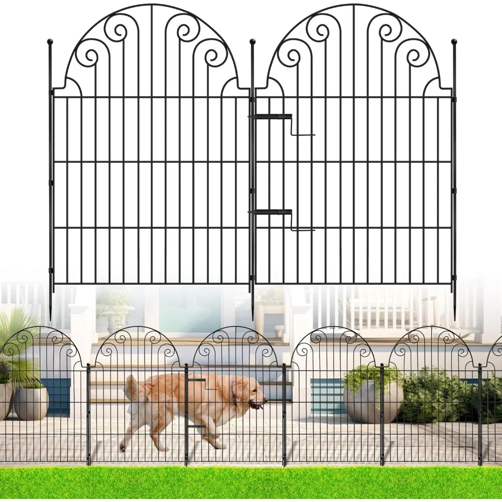 

Decorative Garden Fence 5 Panels, No Dig Rustproof Metal Fencing 13ft Long Animal Barrier Border for Dog, Garden Fencing for Out