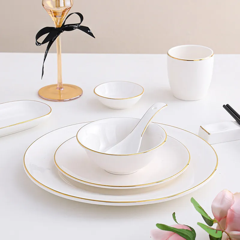 

Nordic Modern Dinner Set Plates White Design Elegant Round Plates Dinner Sets Ceramic Luxury Aparelho De Jantar Kitchen Dishes