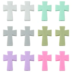 Pandahall 30Pcs 6 Colors Easter Cross Silicone Beads Religion Crucifix Holy Focal Beads for Jewelry Making Supplies