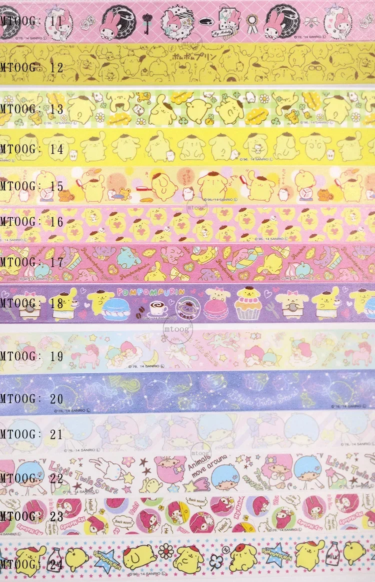 5pcs 5M Cartoon Anime Cinnamoroll My Melody Hello Kitty Pom Pom Purin Kuromi Little Twin Star Sanrio Stickers Adhesive Tape