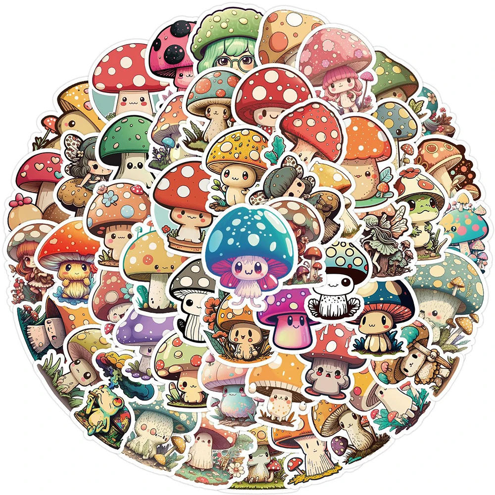 10/30/50pcs Cute INS Style Mushroom Cartoon Stickers Kawaii Graffiti Decals DIY Phone Water Bottle Notebook Sticker for Kids Toy