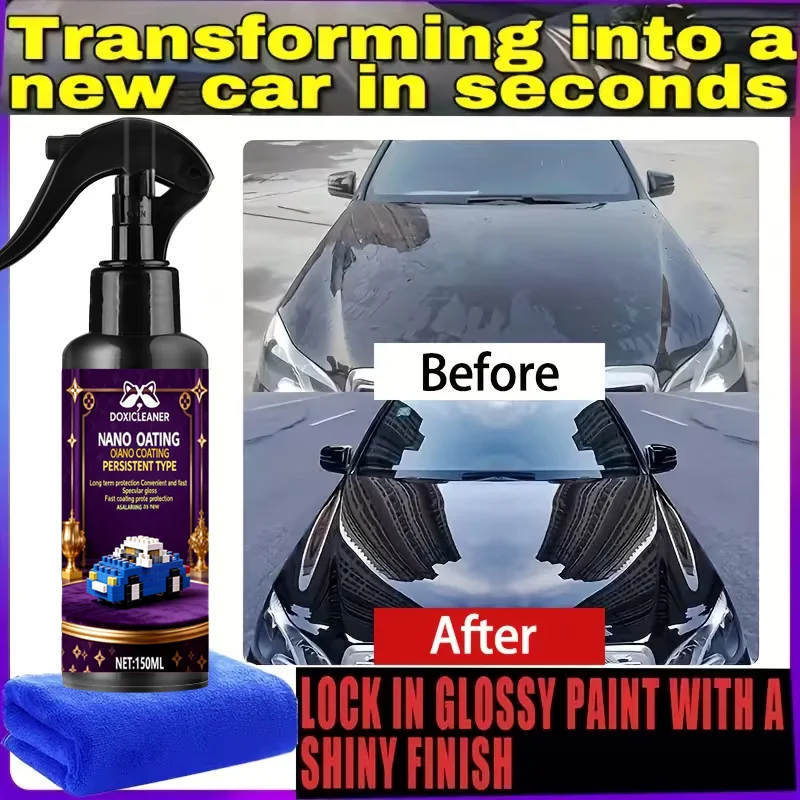 Car-Specific Three-in-One Nano Coating Spray - High-Quality Scratch-Resistant Formula, High-Definition Glossy Finish, Ceramic Co