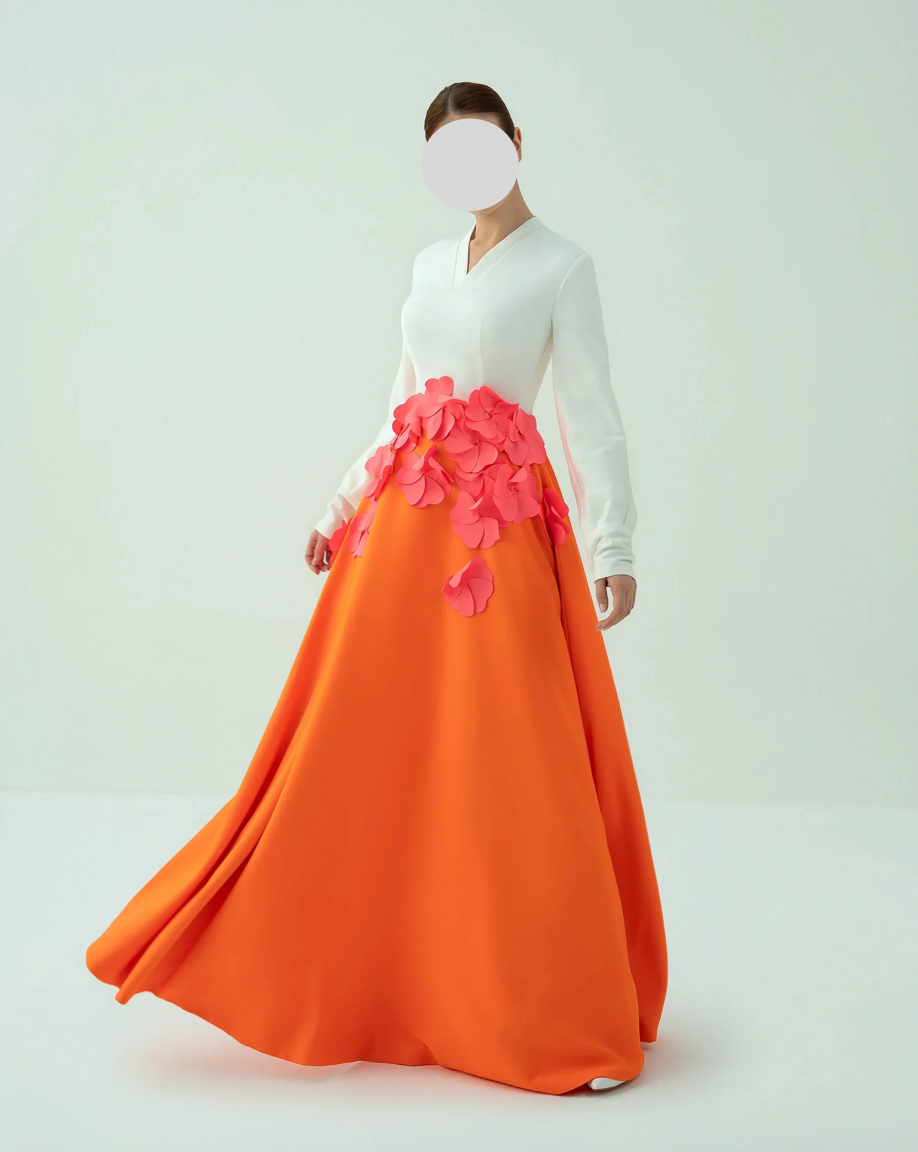 QR V Neck A Line Satin Applique Color Matching Sharon Saudi Customized For Women Evening Dresses Floor Length Gown Prom Dresses