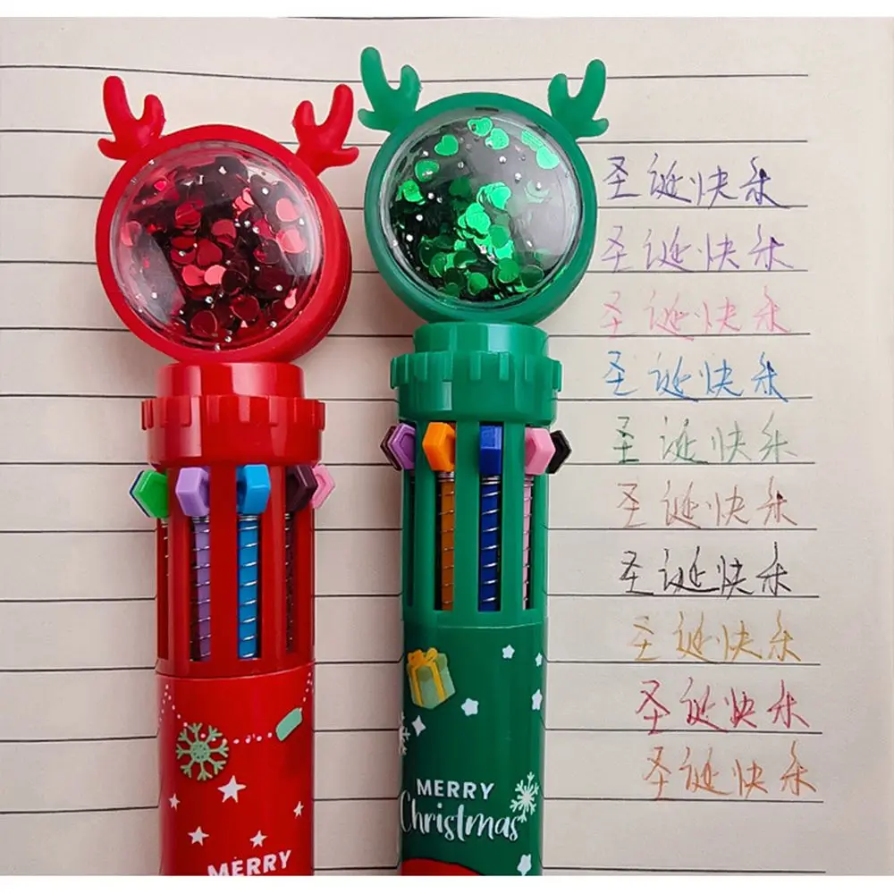 1pc Cartoon Weihnachten Junge Grundschule Frohe Weihnachten Schreibwaren Zehn Farbe Stift Santa Claus Weihnachten Kugelschreiber