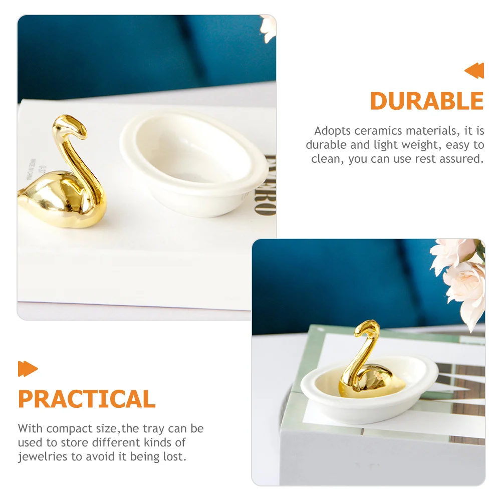 Flamingo Jewelry Organizer Ceramic Pink Flamingo Shape Jewelry Tray Holder for Rings Earrings Bracelets Desktop Decoration