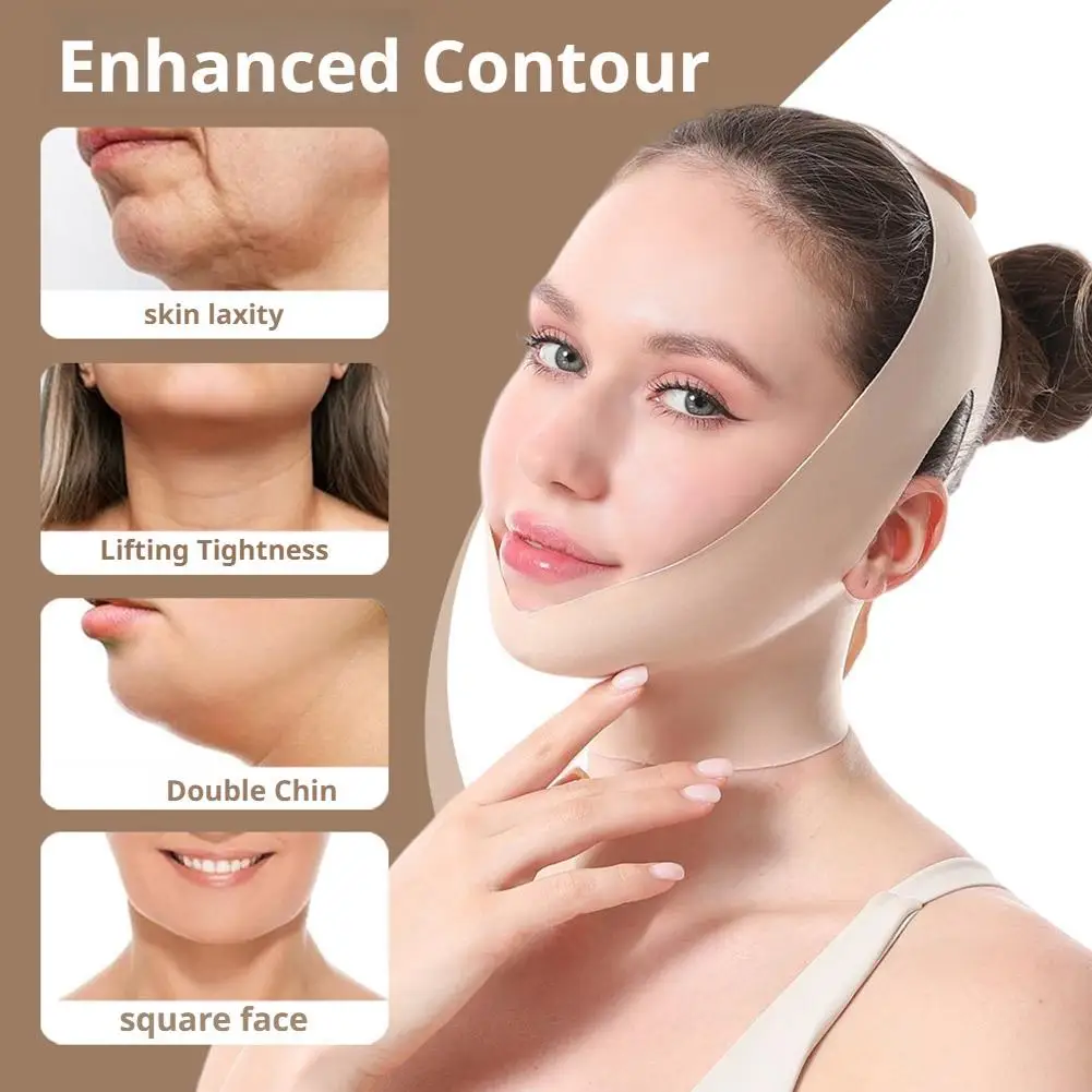 حزام رفع الوجه على شكل حرف V، قناع الوجه، ضمادة رفع الخد، مخفض الذقن المزدوج، ربط الوجه للنوم قابل للتنفس #2