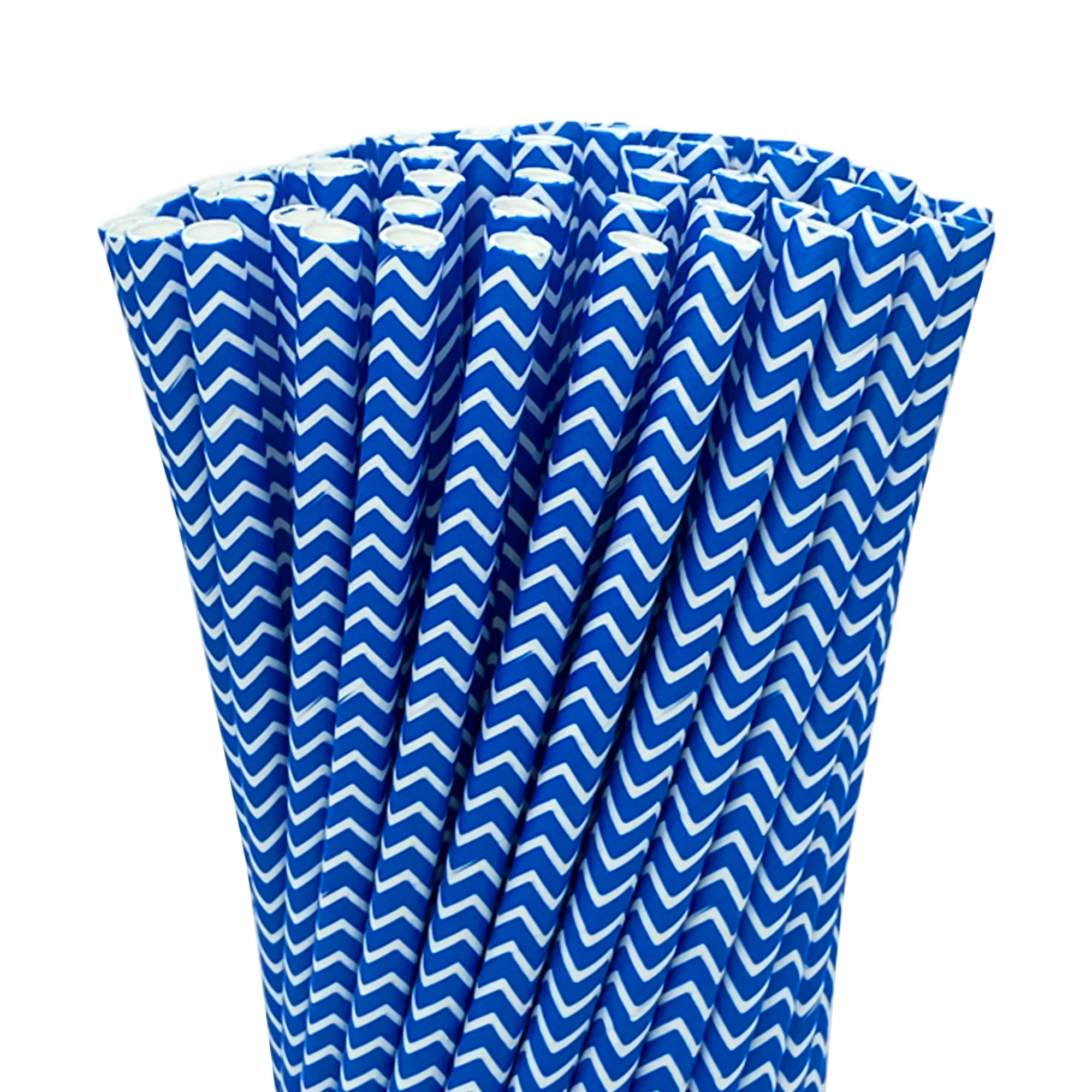 100pcs blue chevron paper straw reusable calier 6mm bulk disposable straws bubble tea cocktail drinkware birthday party supplies