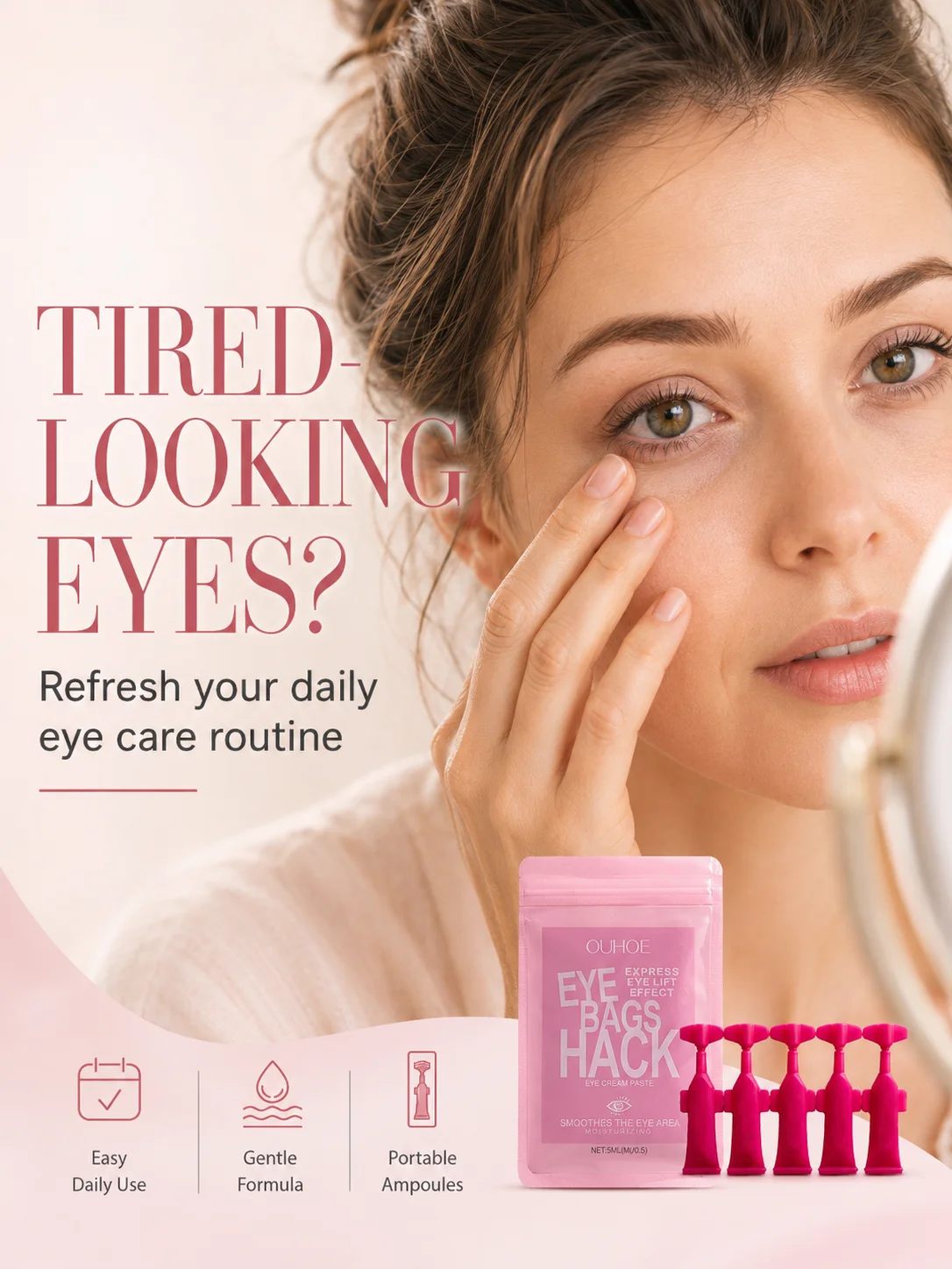 Under Eye Serum for Dark Circle Appearance and Under-Eye Puffiness Hydrating Eye Essence Daily Eye Area Care 5PCS