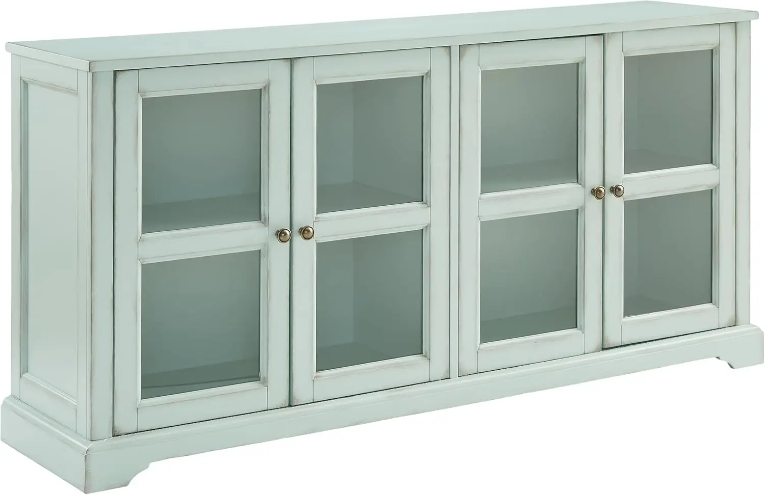 Holbrook Glass Door Sideboard, Distressed Seafoam Blue