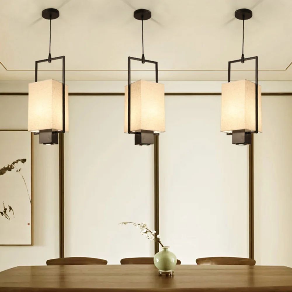 Chinese Solid Square Lantern Restaurant Pendant Lamp Balcony Corridor Study Room Coffee House Bedroom Hanging Pendant Lamps